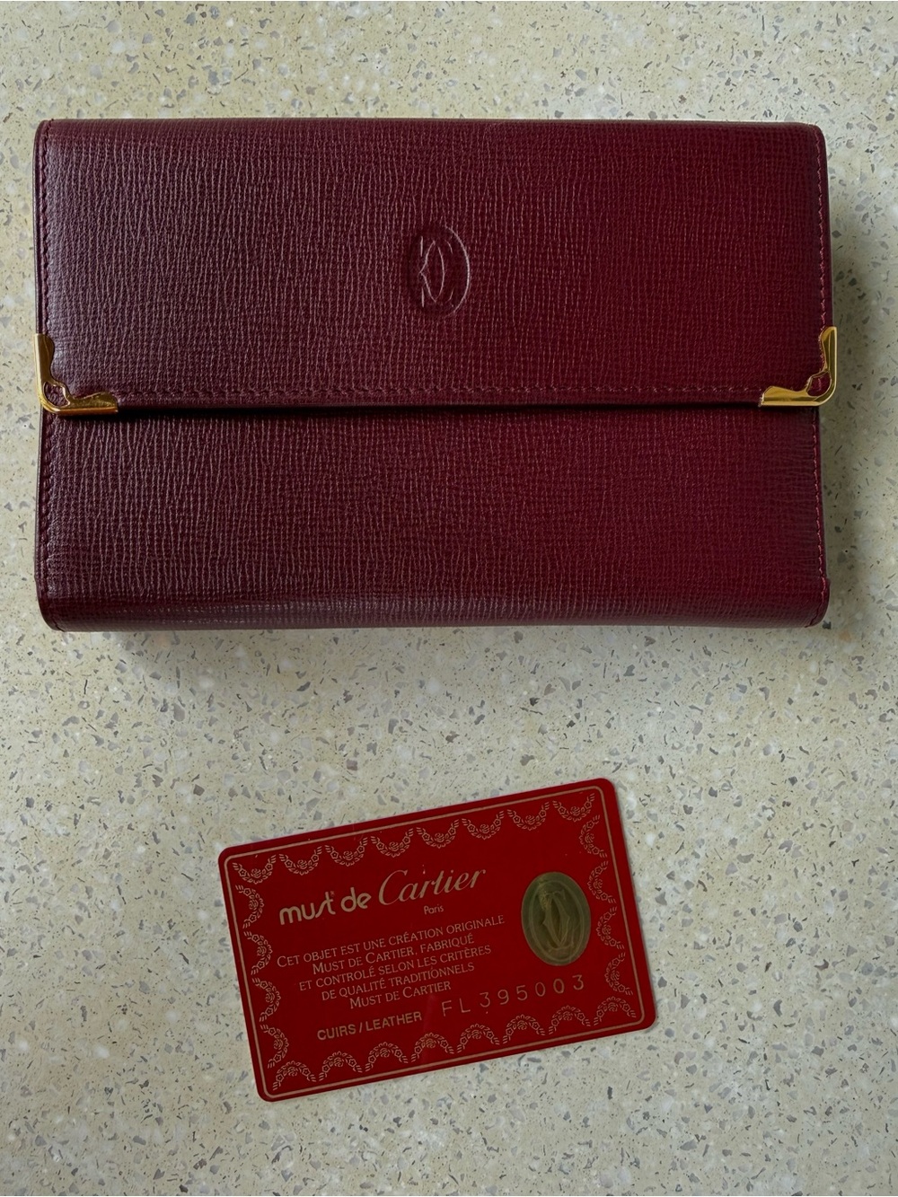 Vintage Cartier Must de Cartier Bordeaux Trifold Kiss-Lock Wallet